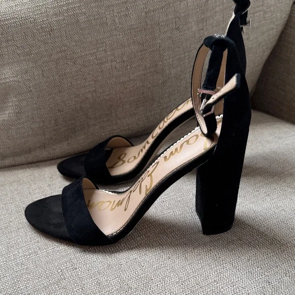 Sam Edelman Black Suede Block Heel Sandals - Picture 4 of 5